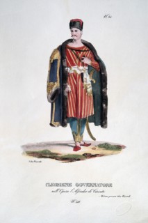 Costume de scène pour le personnage du gouverneur Cléomène dans "Le Siège de Corinthe" de Rossini
