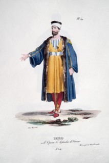 Costume de scène pour le personnage de Hieros dans "Le Siège de Corinthe" de Rossini