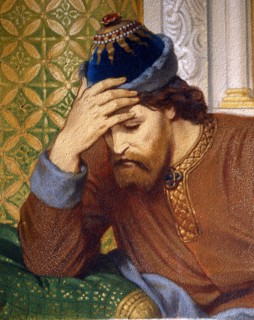 August Spiess, Parsifal avec Amfortas dans le Château du Graal à Monsalvat (détail)
