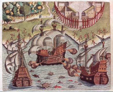 Théodore de Bry, Combat entre Français et Portugais au large de Buttugar
