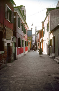 A narrow street on the island of Burano