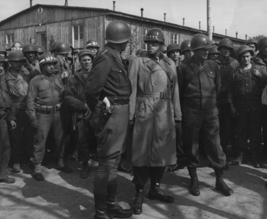 American generals visit a Nazi concentration camp at Ohrdruf (April 12, 1945)