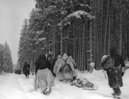 82e division aéroportée U.S à Heresbach (Belgique) le 28 janvier 1945.