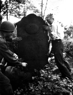 Nazis are  forced to replace desecrated tomstone in Mulheim (Germany) May 21, 1945