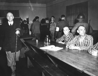 German civilians forced to visit Buchenwald camp, 1945