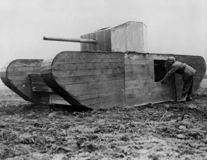 Dummy German tank  found on the road to Cologne,  March 1945.