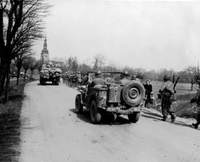 American troops move forward Erfurt,  April 11, 1945