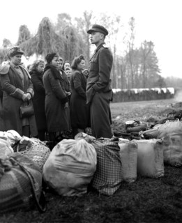 Réfugiés russes et polonais dans un camp à Chimay, 26 mars 1945.