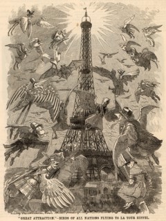 """Great Attraction"" - Birds of all Nations Flying to La Tour Eiffel""... ED