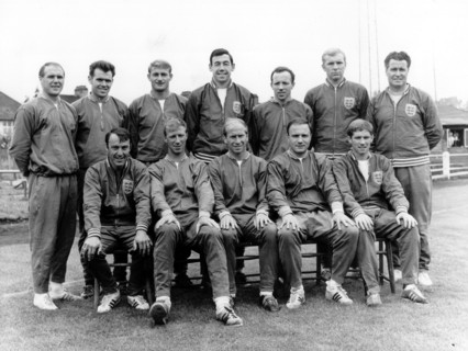 The players of the English national soccer team pose together for a group picture in London, UK, 11