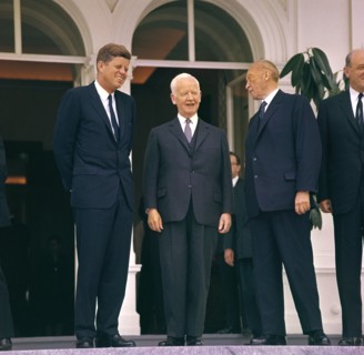 John F. Kennedy, Heinrich Lübke et Konrad Adenauer