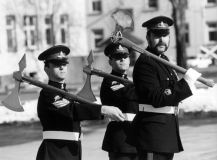 British soldiers with axes