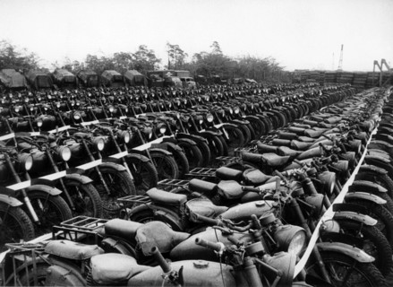 Old items of equipment of the British army are put up for sale