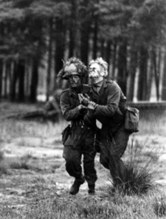 Injured Dutch soldier during field exercise in Lower Saxony