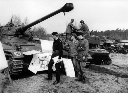 Allied tank maneuver in the Grunewald in Berlin