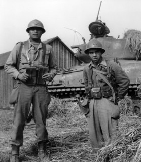Post-war period: French soldiers during manoeuvre in Germany