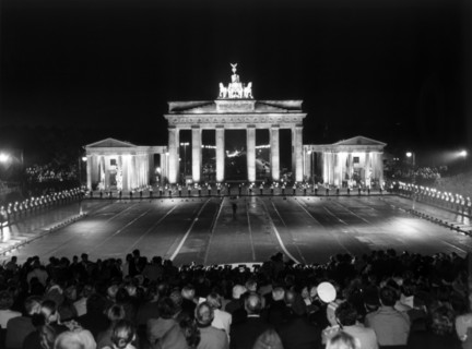 Celebrations on farewell of western Allies from Berlin at Brandenburg Gate
