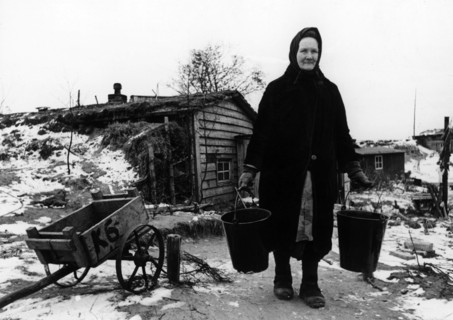 Postwar period: Refugee women on a farm
