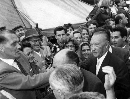 Adenauer in refugee camp Marienfelde