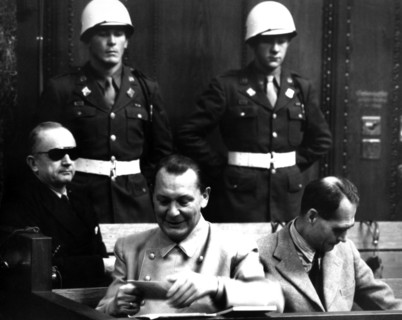 Dönitz, Göring, and Hess in war crimes trial