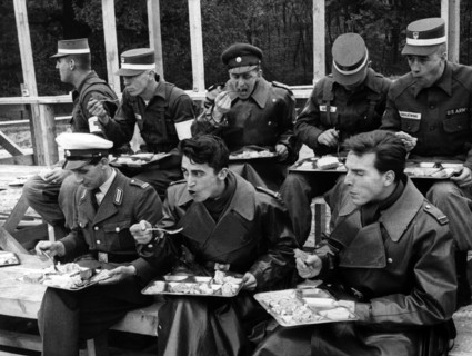 Police of Berlin during manoeuvre of US army in Grunewald in Berlin