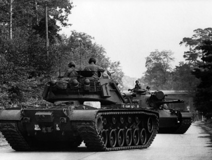 Patton tank at manoeuvre of US army in Berlin Grunewald