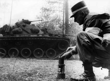Manoeuvre of US army in Grunewald in Berlin