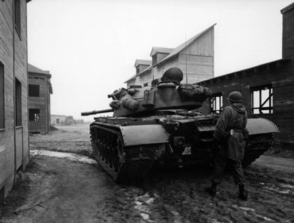 Manoeuvre of US army in ghost village Parks Range in Berlin