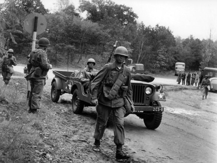 Manoeuvre of US army in Grunewald in Berlin