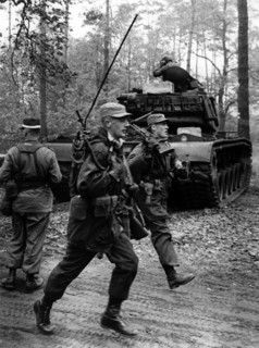 Manoeuvre of US army in Grunewald in Berlin