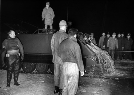 U.S. armoured personnel carrier sunk in the Havel