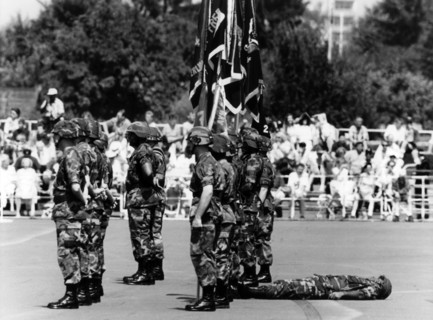 Unconscious U.S. soldier during the festivities for the Independence Day.