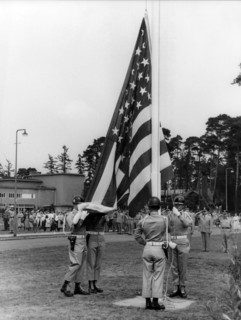 US flag with 50 stars hoisted up in Berlin