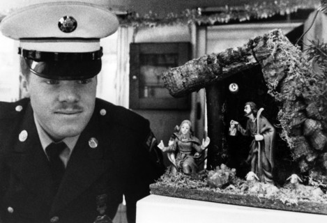 Christmas crib at Checkpoint Charlie in Berlin