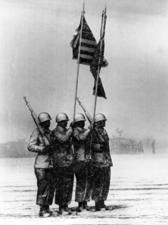 Snowy military parade of the US Army in Hanau