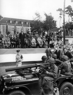 US vice president Johnson at military parade in Berlin