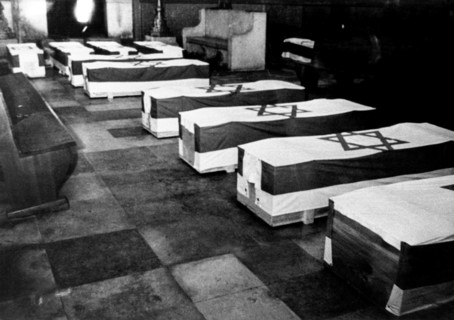 Olympic Games 1972: coffins of the victims of the terrorist attack