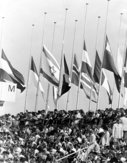Olympic Games 1972: mourning - flags at half-mast