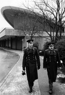 Soviet soldiers patrolling in front of congress hall in West Berlin