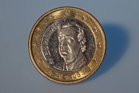 Pièce de 1 euro avec le visage du roi Juan Carlos 1er
