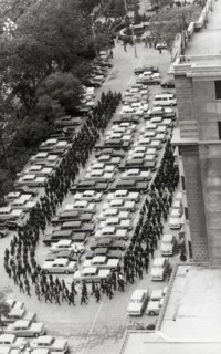 Photo: Last Tribute to Mao. A Million chinese line up in regimented columns...