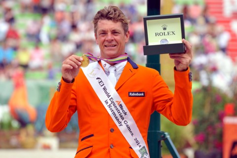 Siegerehrung, DUBBELDAM, Jeroen, Gold Medaille, Weltmeister mit Rolex Uhr
Caen, Stade Michel