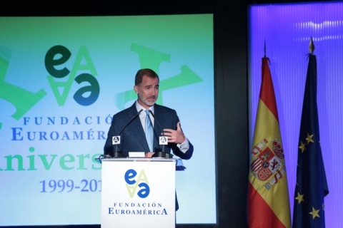 Felipe VI, King of Spain, attends the Colloquium for the 20 years of the Euroamerica Foundation