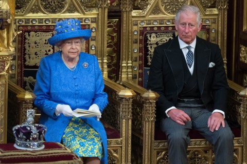Queen Elizabeth II and the Prince of Wales during the State Opening of Parliament, 2017