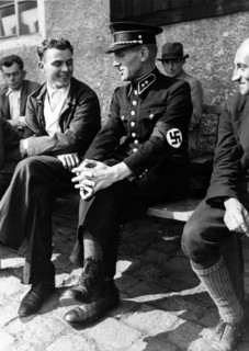 The Nazi propaganda picture shows Sudetenland refugees - including a Czechoslovakian police officer