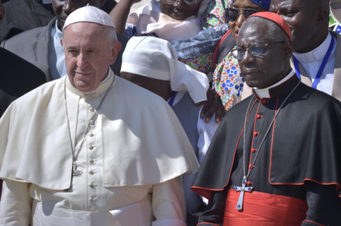 Cardinal Robert Sarah, Pope Francis during his weekly general audience on St.Peter's square at the