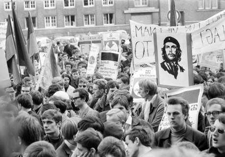 About 500 people demonstrate against Vietnam War in Kiel on 29 March 1968.