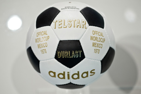 The 'Telstar' soccer ball which was the official ball of the 1970 soccer world cup in Mexico is