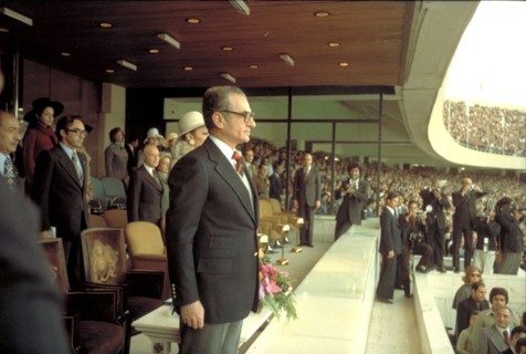 Mohammed Reza Shah Pahlavi et Farah Pahlavi en visite officielle