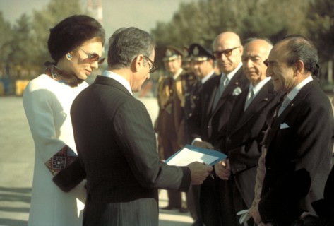Mohammed Reza Shah Pahlavi et Farah Pahlavi en visite officielle